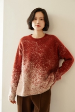 撞色星空山羊绒衫女宽松慵懒毛衣百搭2025秋冬圆领套头针织羊毛衫，女装羊绒衫，纳丰羊绒