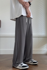 703-KH056-P45夏季纹理感垂坠薄款冰丝拖地休闲长裤M-5XL，男装休闲裤，星座703