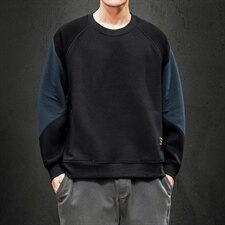 2021秋季新日系马切达大码拼接男休闲圆领宽松卫衣W5003-P40，男装卫衣，电商A001