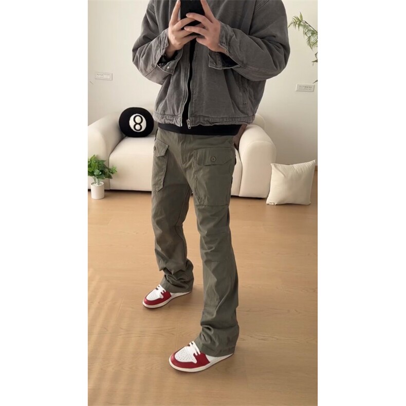 【网图有货】灰绿色工装裤欧美vibe裤子美式伐木裤GZK18LL-特P60,男装工装外套,星座1007（原301D）