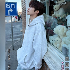 抖音得物高品质二开25秋冬美式重磅宽松纯色连帽贝壳刺绣卫衣W63，男装卫衣，电商A486