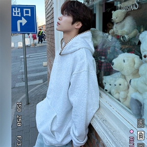 抖音得物高品质二开 25秋冬美式重磅宽松纯色连帽贝壳刺绣卫衣W63图片