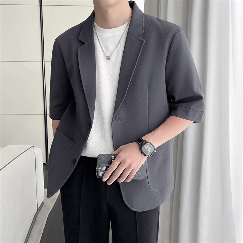 轻熟风~2025春季新款百搭贴袋设计薄款中袖西装X902/P95,男装西服套装,电商B331