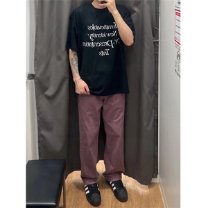 紫色牛仔裤男修身直筒美式高街vibe裤子高个子1007-LLNZ01-特P48图片