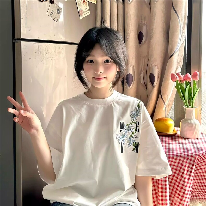 美式潮牌高街刺绣重磅短袖t恤男夏季半袖宽松设计感小众上衣,男装T恤,星座601-1