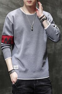 毛衣男士2020冬季新款潮流撞色线衣针织衫秋装上衣DF117T图片