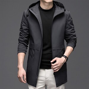 夹克男中年中长款爸爸装中年连帽休闲时尚外套YLA8158-P195,男装夹克,电商B212（原钱塘6029）