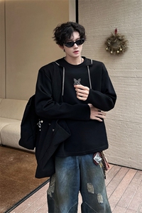 链条项链款男大时尚卫衣秋冬打底设计高街痞帅潮男打底衫长袖P55图片