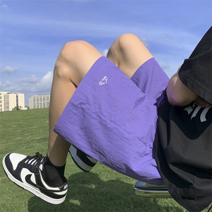 得物抖音直播夏季男新品款纯色刺绣短裤宽松沙滩裤  DK310-特批15图片