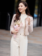 百搭小香风春秋冬2025新款气质富家千金外套女上衣，女装毛呢外套，婵米儿