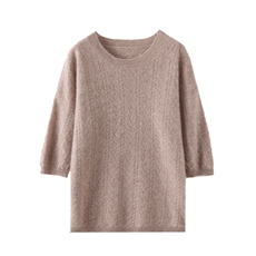春装洋气显瘦羊毛衫女圆领短袖毛衣上衣内搭针织打底衫T恤1，女装羊毛衫，哲奥羊绒