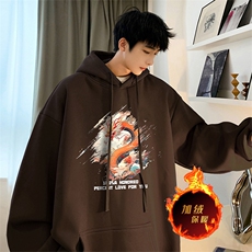 龙年卫衣冬季美式加绒加厚连帽卫衣外套DL1763常规特P35加绒特40，男装卫衣，电商A486
