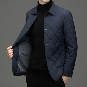 冬季新款中老年男士棉服翻领商务休闲棉衣加厚保暖外套男装图片