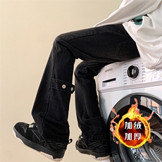 冬季美式ins高街vibe水洗加绒牛仔裤货号加绒K2316P70常规P55，男装牛仔裤，电商A063
