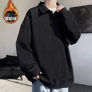 薄款改加绒特批P48无差价冬抖音银狐绒加厚卫衣男W5022J加绒图片