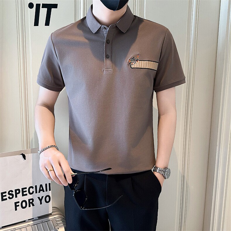 店主风社会小伙男翻领刺绣POLO衫男士夏季男上衣301A-1/PL116/P55,男装Polo衫,星座301A-1
