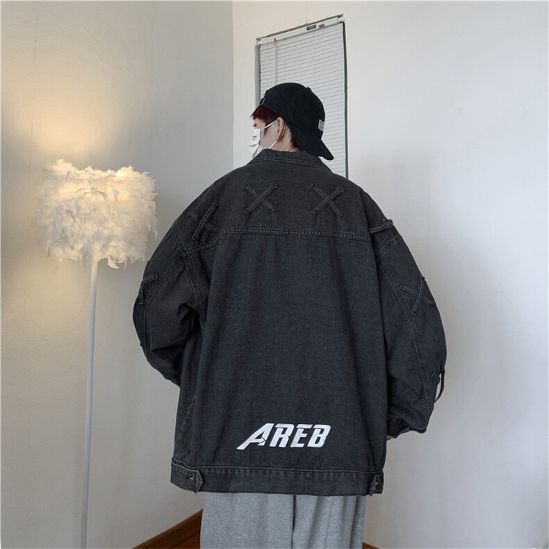 牛仔外套男2023秋季潮牌宽松情侣休闲中性风工装夹克JK0125-P70,男装夹克,星座308B-1