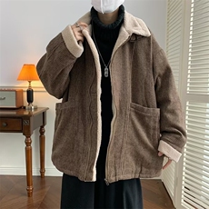 冬季日系vintage灯芯绒服男加绒加厚外套羊羔毛袄W6118-P100，男装棉衣，星座512-3