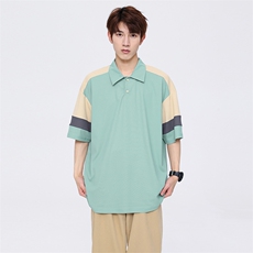 潮流前线日系潮牌无影墙短袖男时尚新款拼接polo衫zdp2301-p40，男装Polo衫，星座717