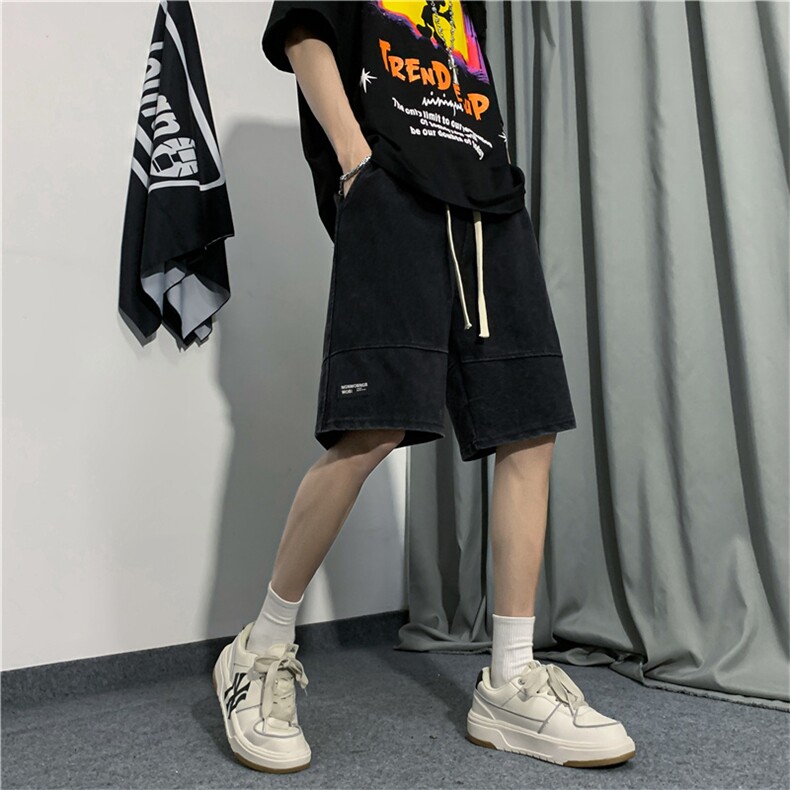 美式复古短裤男夏新款潮流街头宽松休闲水洗直筒五分裤DK093-P36,男装牛仔裤,星座308B-2