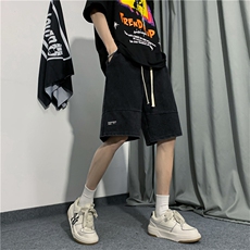 美式复古短裤男夏新款潮流街头宽松休闲水洗直筒五分裤DK093-P36，男装牛仔裤，星座308B-2