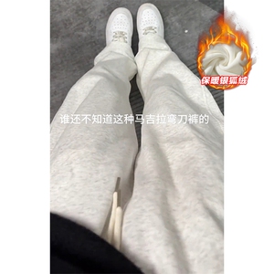 薄款改加绒特批P33无差价冬抖音银狐绒刺绣卫裤男K1953J加绒图片