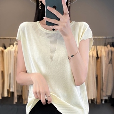 短袖t恤女2024新款中年妈妈大码女装夏季薄款短款冰丝针织上衣，女装针织衫/毛衣，萱芳婷羊绒