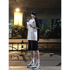 B221美式ins高街暗黑拉链休闲牛仔短裤五分裤LK23082-P50控68，男装牛仔裤，电商B221