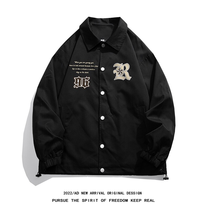 白底23春季新款ins潮时尚印花宽松百搭翻领夹克外套JK317P50控68,男装夹克,电商A247-1
