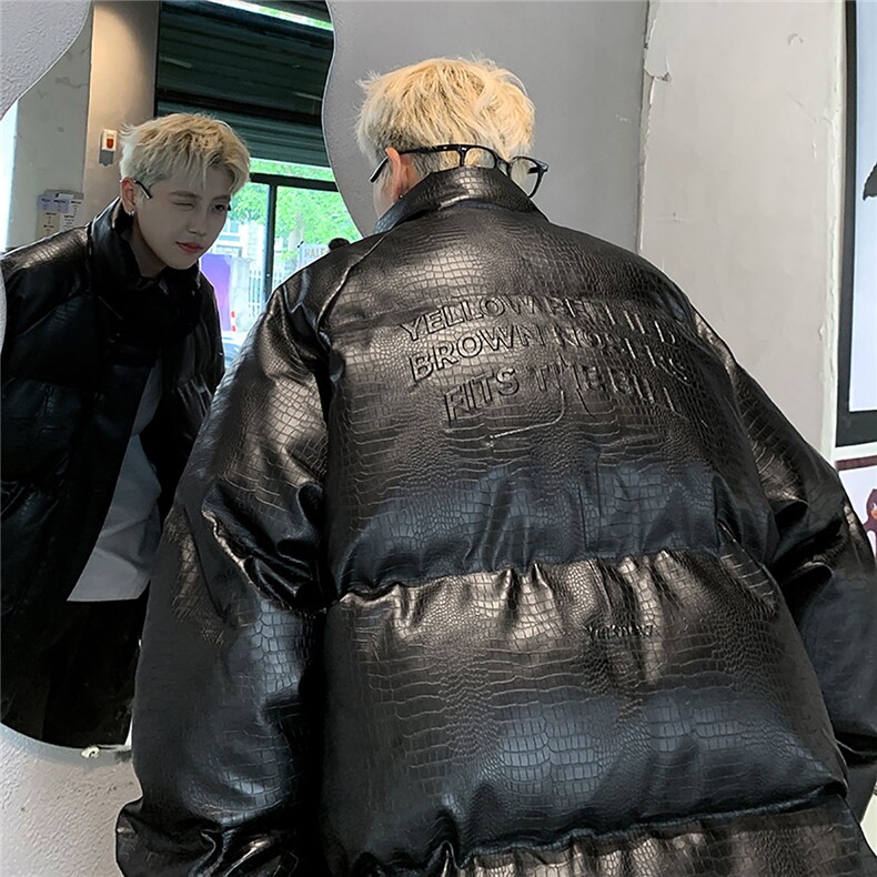 港风鳄鱼纹钢印字母图案设计大码休闲潮流棉衣男MY77727P128控168，男装棉衣，星座227-7