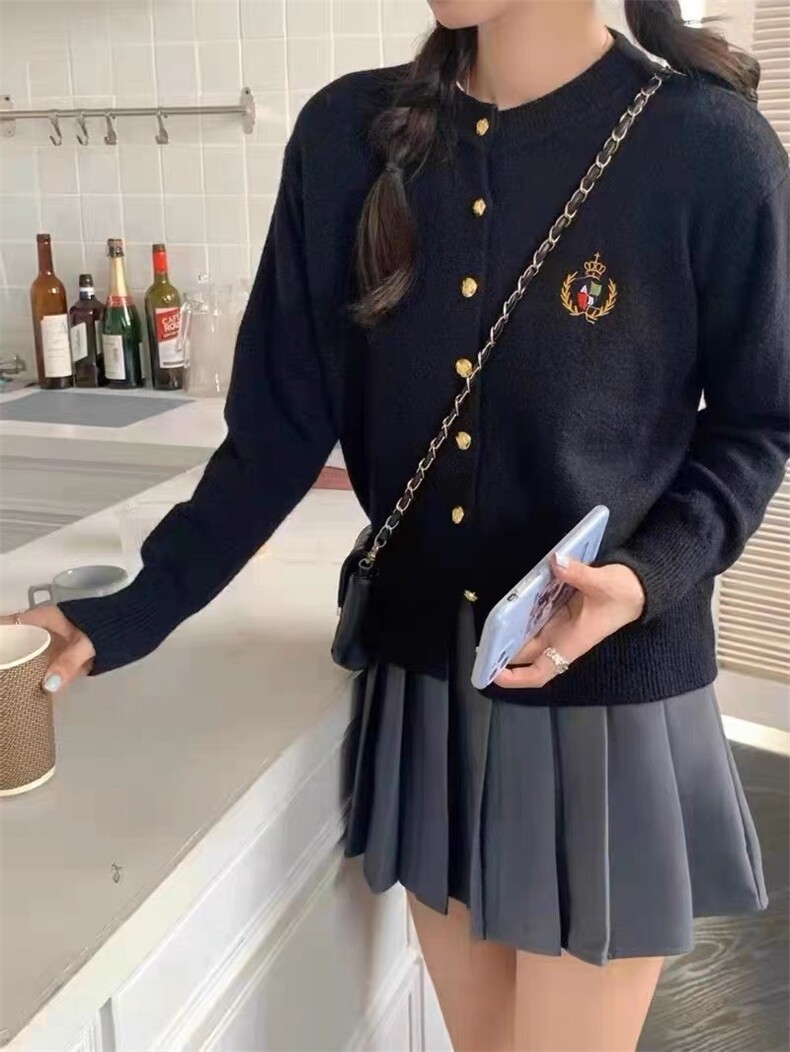 皇冠刺绣开衫，女装针织衫/毛衣，美莎羊绒