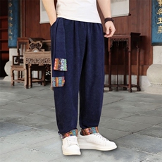 男士休闲裤灯芯绒长裤新中式灯笼裤哈伦萝卜裤XZ1512-2522裤-P50，男装休闲裤，星座1512
