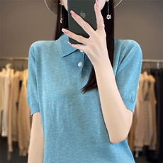 2024秋冬新款羊毛女士POLO领羊毛衫，女装羊毛衫，润辉羊绒