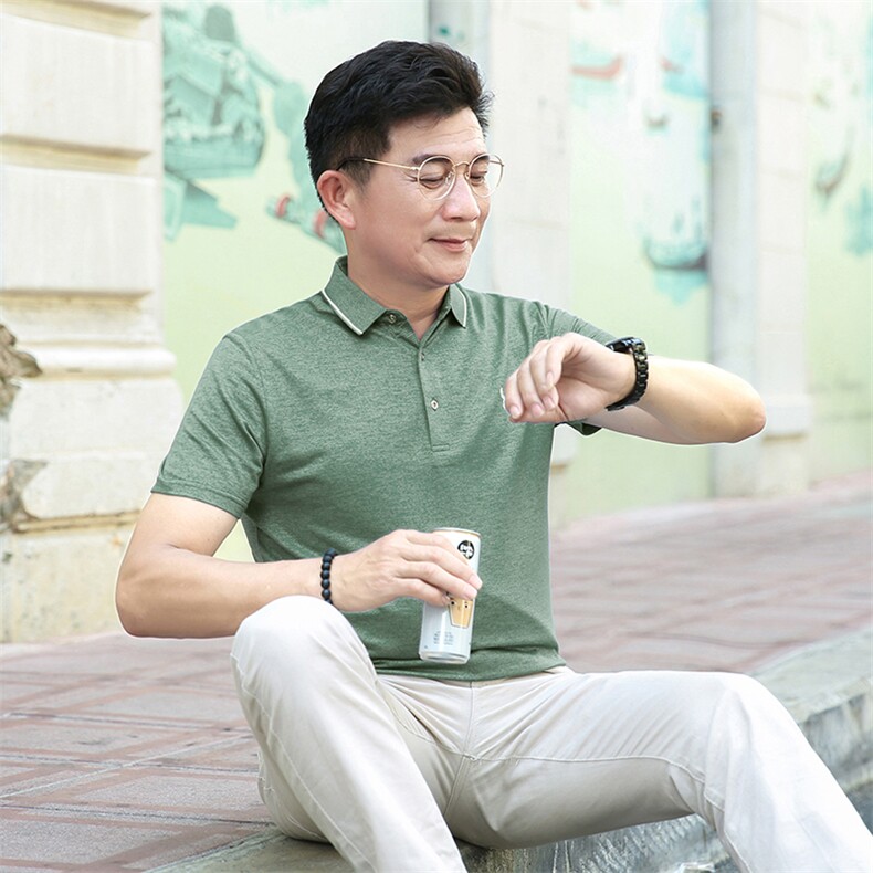 衬衫领半袖t恤男有带领2023夏季新款体恤男士商务休闲翻领polo衫,男装Polo衫,电商B212（原钱塘6029）