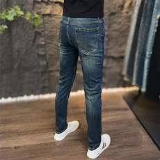 潮流男牛仔裤子修身百搭弹力时尚小脚裤休闲水洗印花男裤秋冬新款，女装休闲裤，星座1210-1