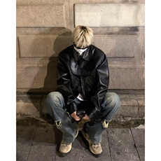 派克服男秋冬通勤宽松休闲痞帅机车皮衣夹克W9300-P75，男装夹克，星座1109-3