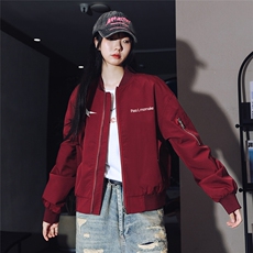 F6014女短款酒红色