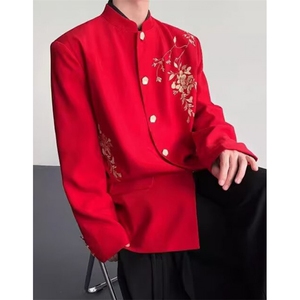 【007】 刺绣立领中山装西服外套男复古痞帅西服 A079-XZ34-P68图片