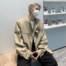 美式立领机能垫肩衣夹克男2024冬季ins宽松潮短款外套W5222-P60，男装夹克，星座412-2