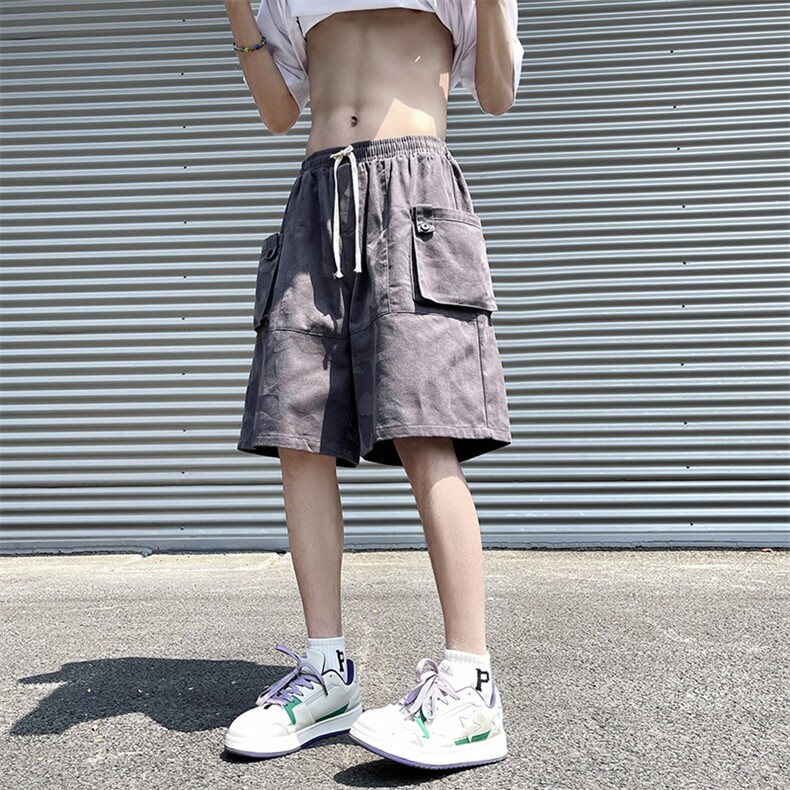 港风日系ins日系百搭宽松直筒工装五分裤休闲裤潮男DK0671-P38,男装休闲裤,星座308B-1
