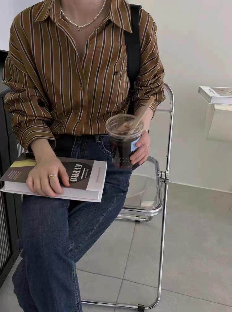 竖条衬衫，女装衬衫，依多坊