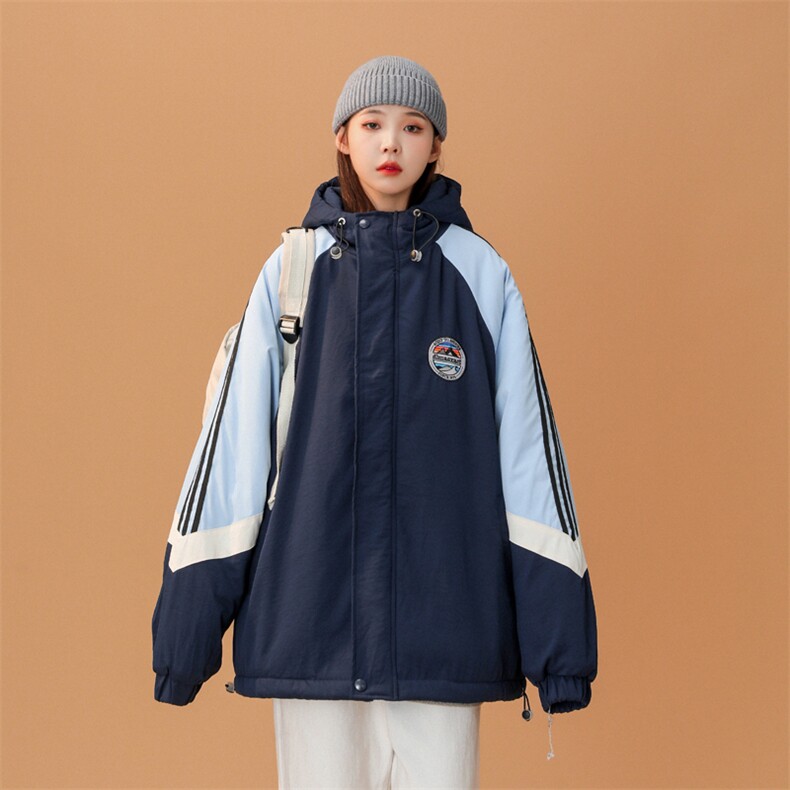 冬装新款中性风校园拼色加厚连帽棉衣棉服216-2-BK50-P128控158,男装棉衣,星座716-5（原216-1）