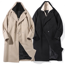 大货假两件精品-毛呢男大衣男风衣男中长款大码F760-P135白底D，男装风衣，星座401