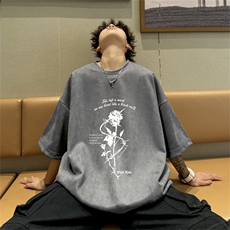 特P19控382024夏季新款麂皮绒圆领短袖T恤RT420，男装T恤，电商B370
