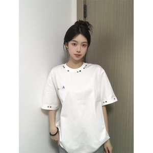 BK910CC-特P28 彩虹刺绣重磅短袖T恤男女图片