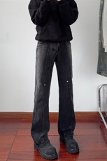 B221美式ins高街暗黑拼接铆钉直筒牛仔裤LK24165-P65控88，男装牛仔裤，电商B221