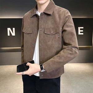 外套男秋冬2025新款高级感翻领衣服痞帅潮流修身男装夹克JKX491图片