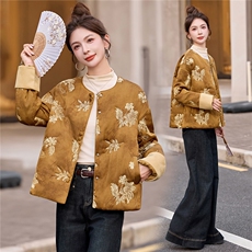 2025冬装新款刺绣优雅轻薄棉衣，女装棉衣/棉服，伊仟回