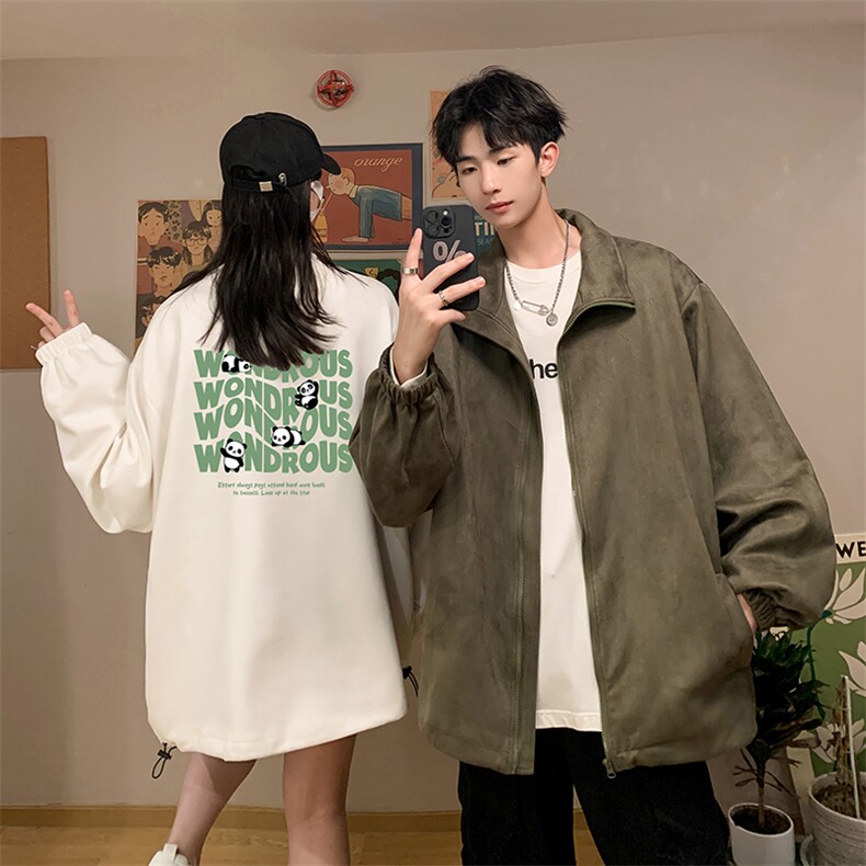 麂皮绒夹克男大码立领褂子外套JK85376-P68加绒款-P78,男装夹克,电商A040