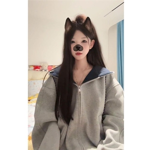 1506-1/Q90430/P56美式复古慵懒连帽女秋冬2025新款宽松百搭外套图片
